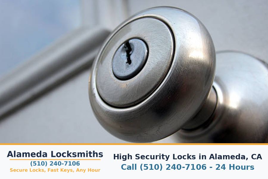 High security lock cylinder installed on a front door