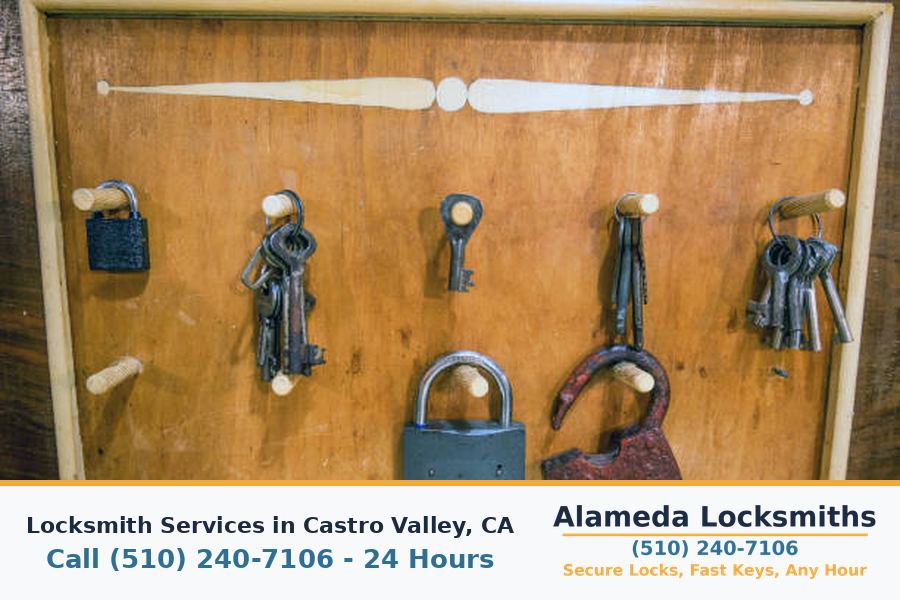 Locksmith working on a residential door lock in Castro Valley, CA