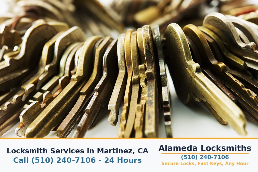 Locksmith working on a residential door lock in Martinez, CA