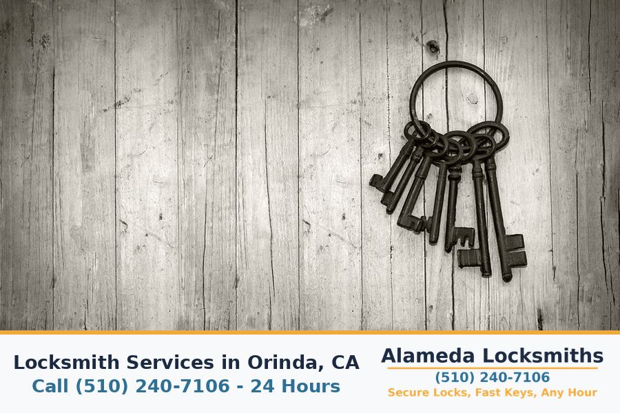 Locksmith working on a residential door lock in Orinda, CA