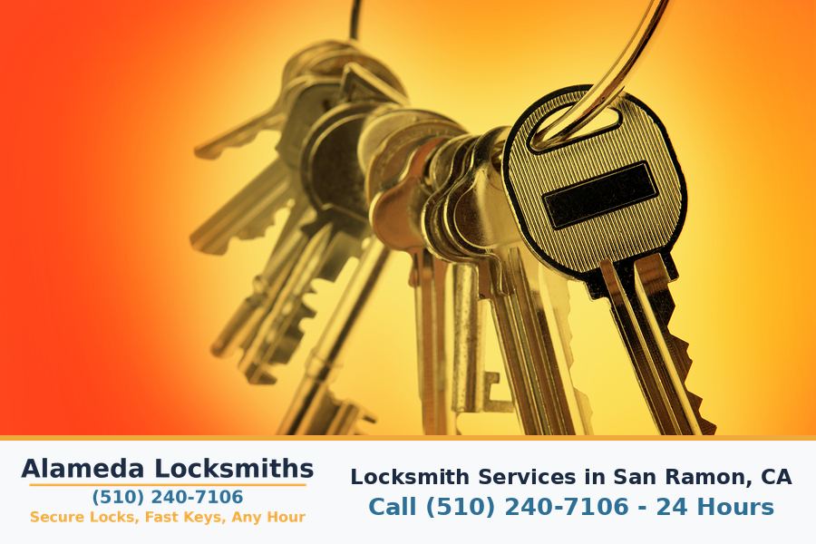 Replacement keys cut on site for a customer in San Ramon, CA