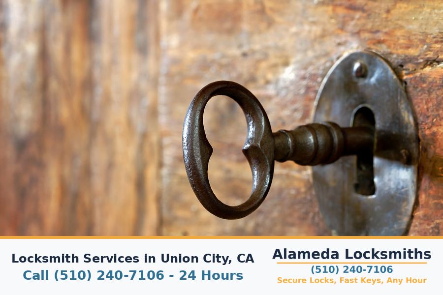 Locksmith working on a residential door lock in Union City, CA